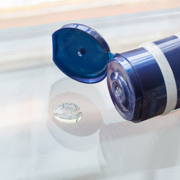 Closeup of facewash scrub with plastic microbeads